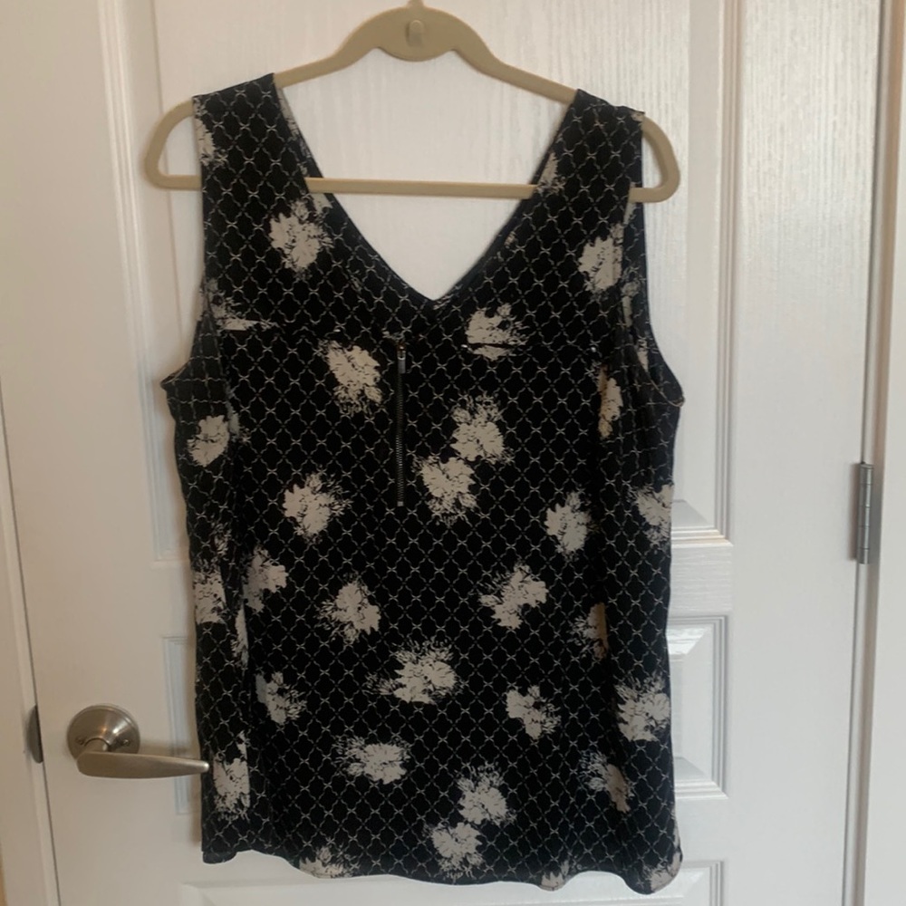 Black and white floral blouse